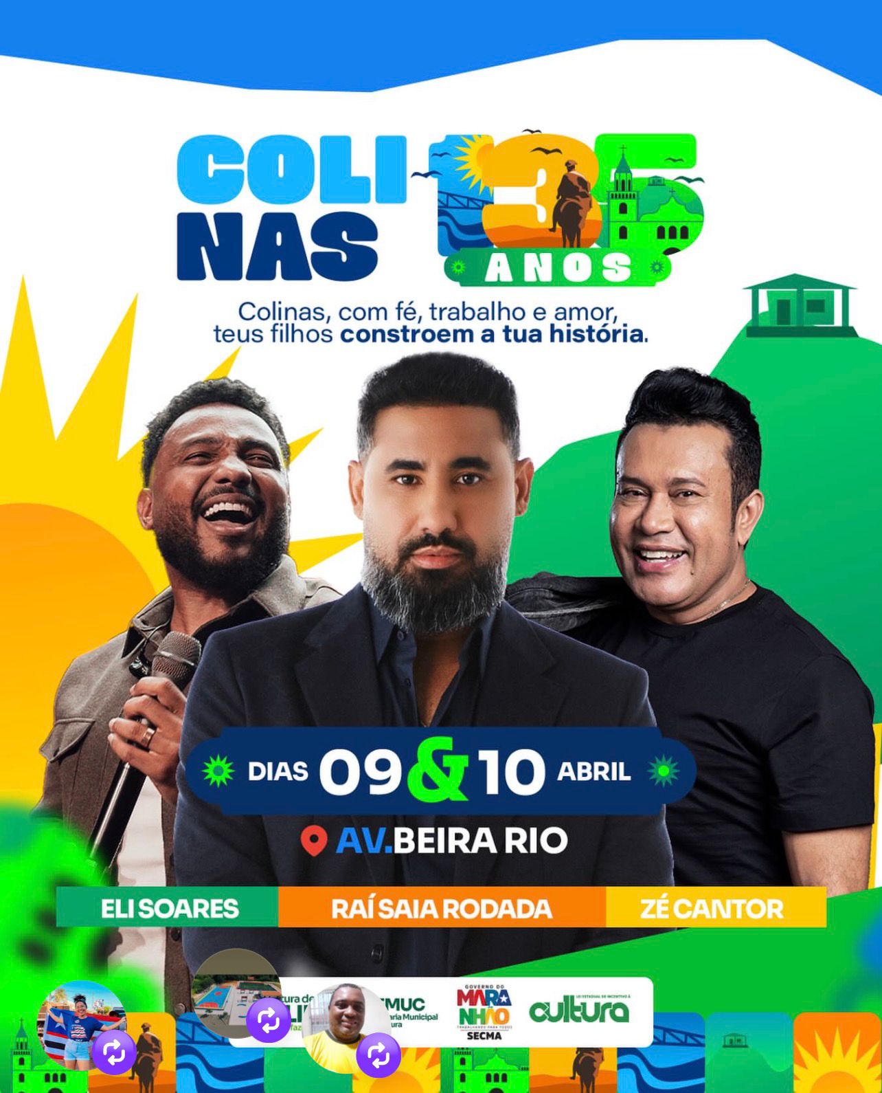 Colinas 135 anos: Raí Saia Rodada e Zé Cantor são atrações confirmadas no aniversário da cidade